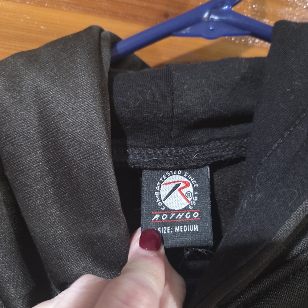 Rothco Black Hoodie with Flag Patch - Picture 3 of 3